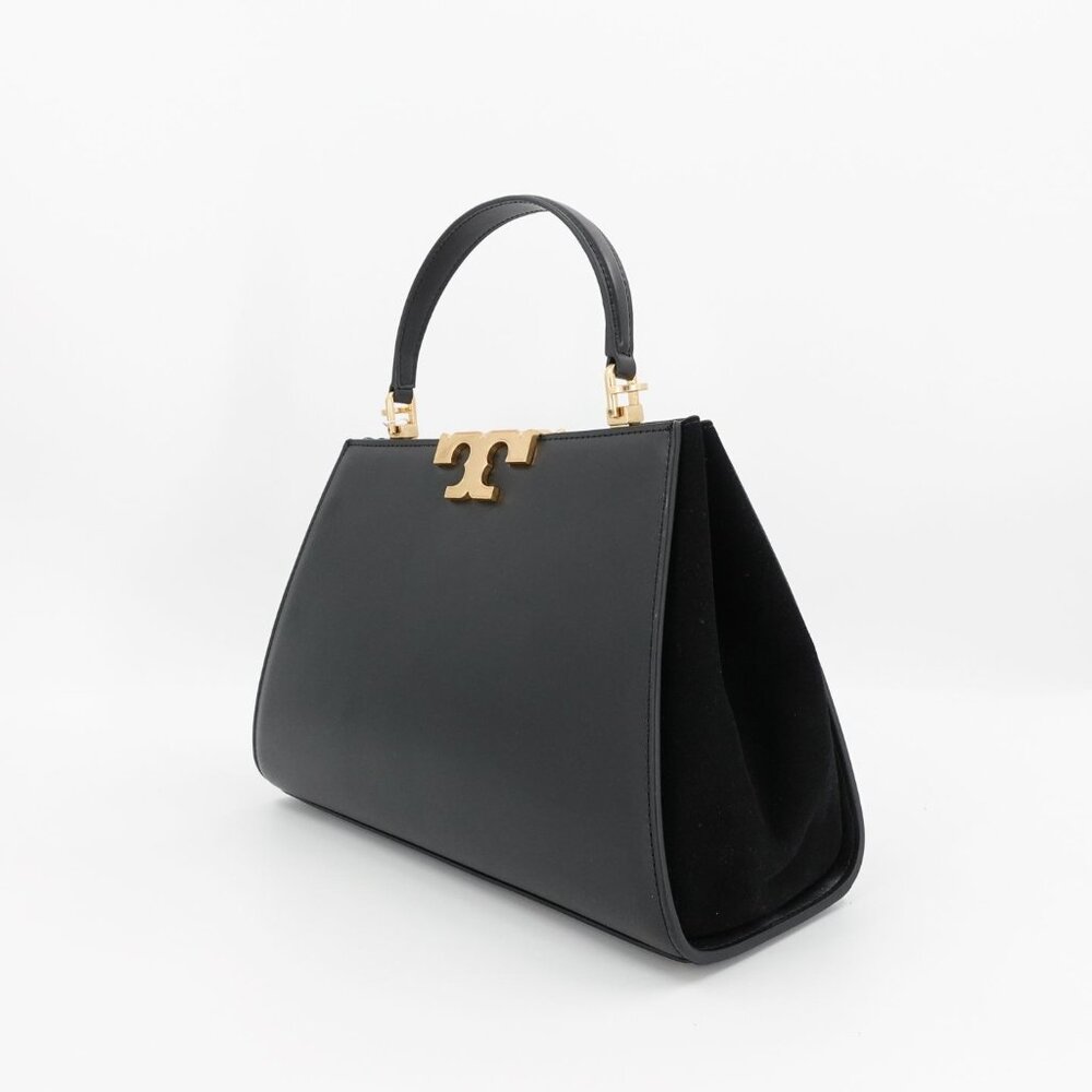 Tory Burch Women's Eleanor Leather Suede Satchel Handbag Black OS - Picture 4 of 12